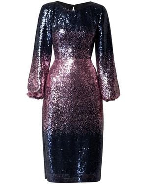 Rumour London Celeste Midi Sequined Ombré Dress With Side Slits - Blue