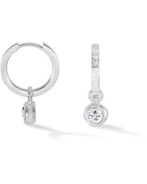 Dower & Hall Topaz Hammered Huggie Hoops - White