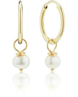 Lily & Roo Small Pearl Drop Hoop Earrings - Metallic