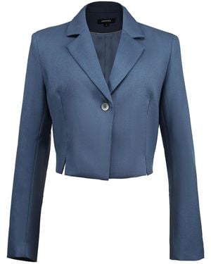 Smart and Joy Crop Tailor Jacket - Blue