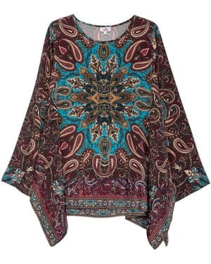Niza Long Sleeved Blouse With Borders - Multicolor