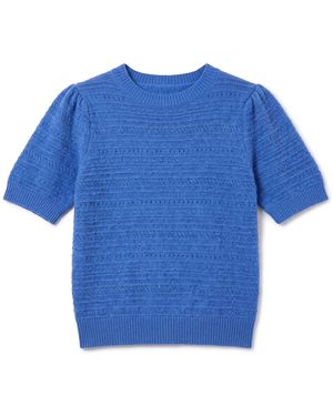 Brodie Cashmere Textured Taylor Cashmere Tee - Blue