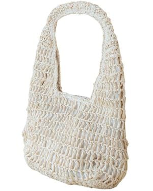 LIKHÂ Neutrals Handwoven Raffia Hobo Bag – Poste Weave - White