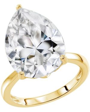 Diamonbliss Ten Carats Pear Cut Solitaire Cocktail Ring - Metallic
