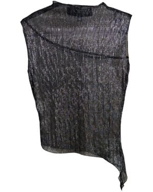 Amortizia Belladona Top Metallic Shimmer Asymmetric Top - Grey