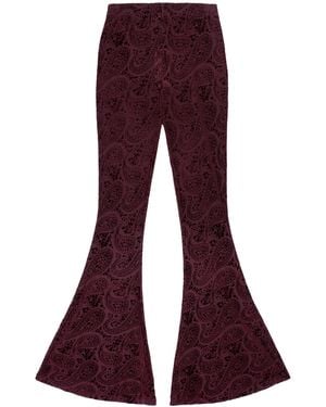 Little Lies Hendrix Plum Devore Velvet Flares - Red