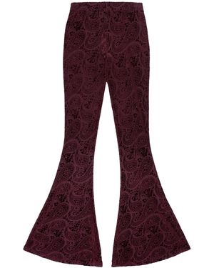 Little Lies Hendrix Plum Devore Velvet Flares - Red