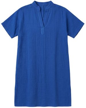 Casa Duniya Royal Cotton Sun Embroidery Soleil Swimsuit Cover-Up - Blue