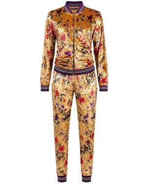 Maui X Lolita Goddess Floral Velour Tracksuit - Metallic