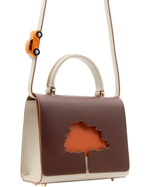 Absurde One Way Small Leather Shoulder Bag - Brown