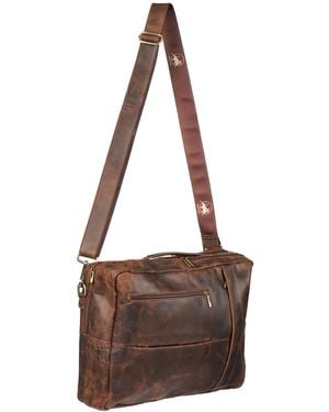 Bedroom Athletics Pirlo Distressed Leather Messenger Bag - Brown