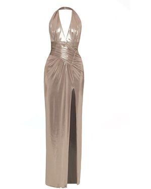 Nissa Backless Lame Maxi Dress - Natural
