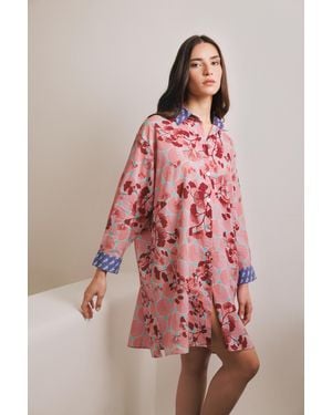 Karma On The Rocks Gifu Shirt Dress Ginko Burgundy - Pink