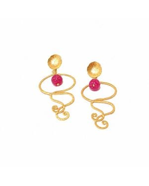 Way to Chic Earrings With Agate Stones - Metallic