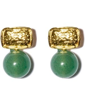 Kybele Studio Prehnite Drop Earrings - Green