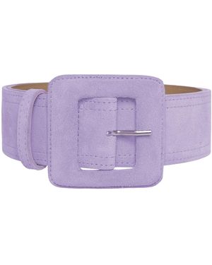 BeltBe Suede Square Buckle Belt - Purple