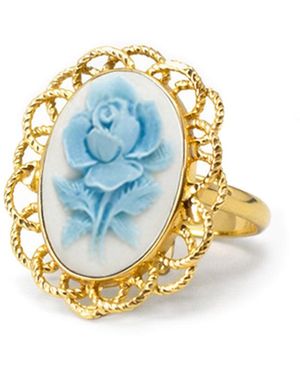 Vintouch Italy Rose Cameo Ring - Blue