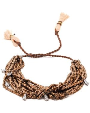 Ebru Jewelry Hematite Stone & Diamond Multi Strand Adjustable Bracelet - Brown