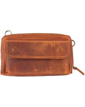 Springmoonatelier Handmade Genuine Camel Leather Crossbody Bag - Brown