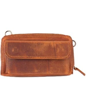 Springmoonatelier Handmade Genuine Camel Leather Crossbody Bag - Brown