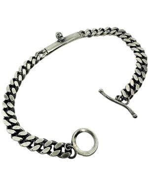 Tg-Jewellery by Tamara Gervasio Skull Plate Bracelet – Sterling, Handmade Curb Chain, T-Bar Clasp - Metallic