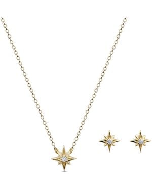 Clemence Wren Sparkling Star Pendant And Stud Earring Set - Metallic