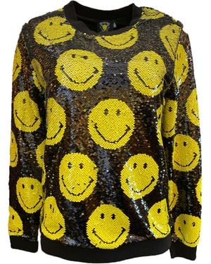 Any Old Iron Smiley Reversible Sequin Sweatshirt - Yellow