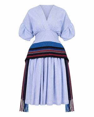 Gng Vogue Zurie Stripe Flare Dress - Blue