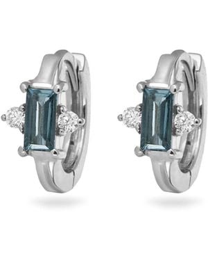 Zohreh London Topaz & Sapphire Baguette Huggie Hoop Earring Pair Sterling - Blue