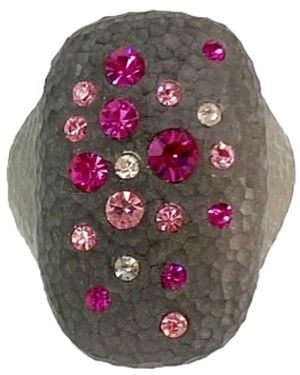 Gold & Honey Long Line Ring With Swarovski Crystals - Purple