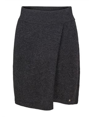 tirillm Anette Merino Wool Skirt With Wrap Front, Charcoal Melange - Grey