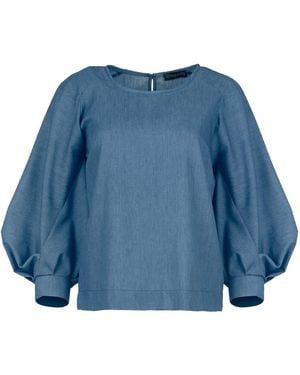 Conquista Top With Bishop Sleeves - Blue