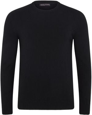 Paul James Knitwear Lightweight Merino Cashmere Marius Crew Neck Jumper - Black