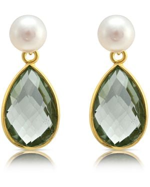 Pearls of the Orient Online Clara Cultured Freshwater Pearls & Amethyst Drop Earrings - Blue