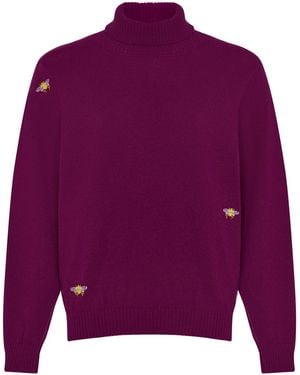 INGMARSON Bee Embroidered Wool & Cashmere Rollneck - Purple