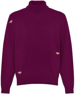 INGMARSON Bee Embroidered Wool & Cashmere Rollneck - Purple
