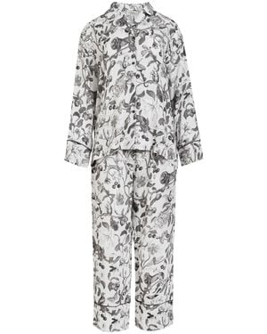 Fable England Tree Of Life Monochrome Long Pyjamas - White