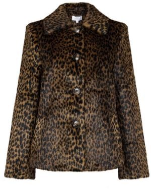ISSY LONDON Isla Vegan Faux Fur Jacket Cheetah - Brown