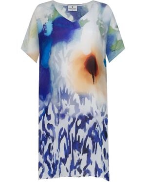 DHARA SHETH DUBAI Ciel & Sand Sheer Short Kaftan Dress - Blue