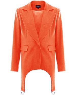 BLUZAT Denim Blazer With Decorative Rings - Orange