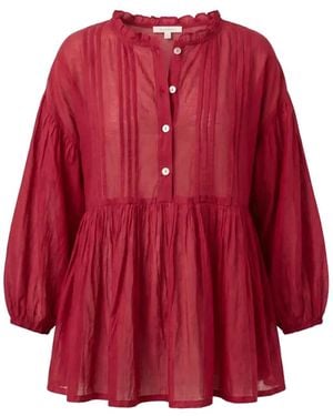 Adrift Clothing Coco Cotton Silk Blouse - Red