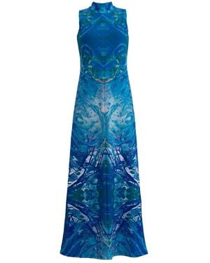 Suel knitwear Cszs Tree Maxi Dress Set-In Sleeve Magic - Blue