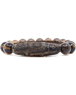 Shar Oke Smoky Quartz & Tibetan Agate Bracelet - Grey