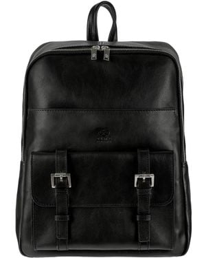 Time Resistance Leather Backpack Travel Bag - Black