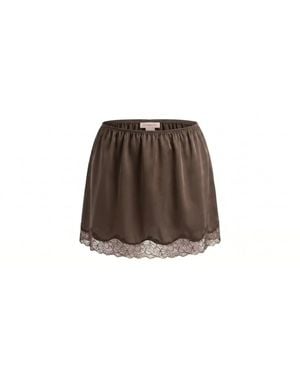 Underflirty Clara Mini Silk Skirt - Brown