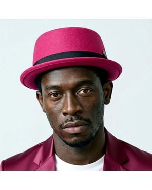 Dasmarca Hats Jack Fuchsia Felt Skimpy Brim Short Brim Rude Boy Mod Style Porkpie Hat - Pink