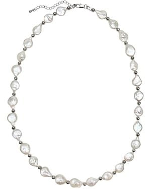 Farra Irregular Freshwater Pearls With Sterling Necklace - Metallic