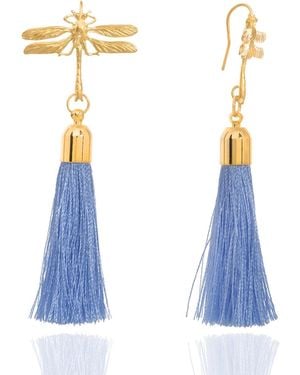 C.J.M Dragonfly Tassel Earrings - Blue