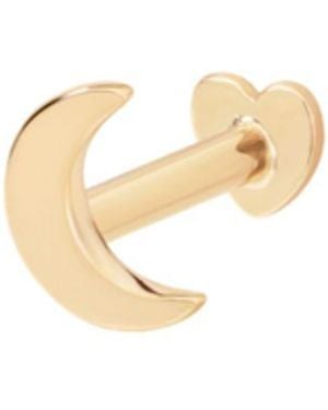Vanhi 14K Solid Moon Flat Back Stud - Metallic