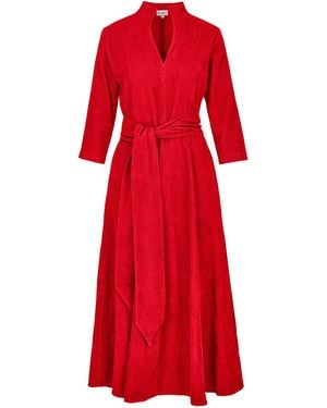 At Last Chelsea Corduroy Midi Dress - Red